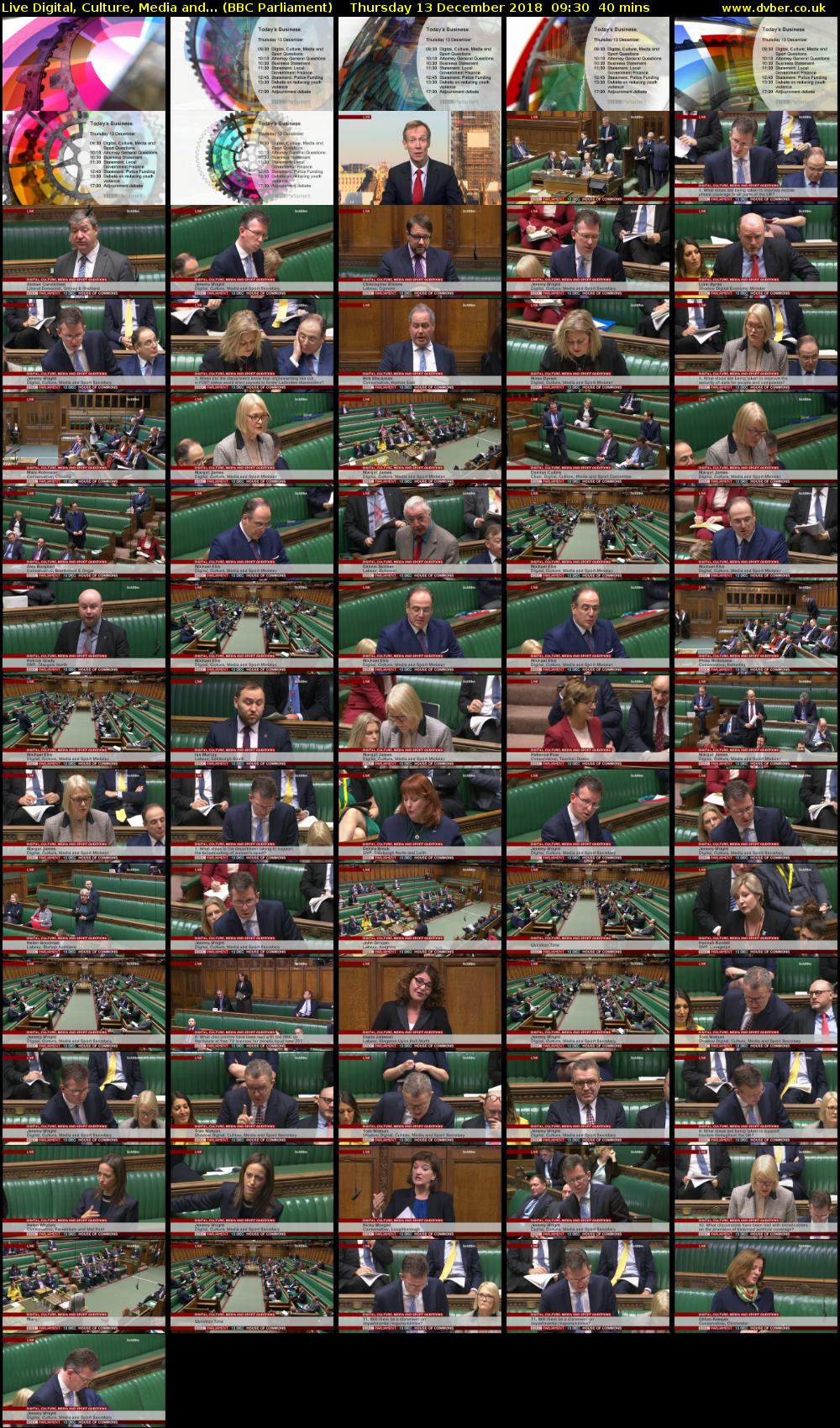 Live Digital, Culture, Media and... (BBC Parliament) Thursday 13 December 2018 09:30 - 10:10
