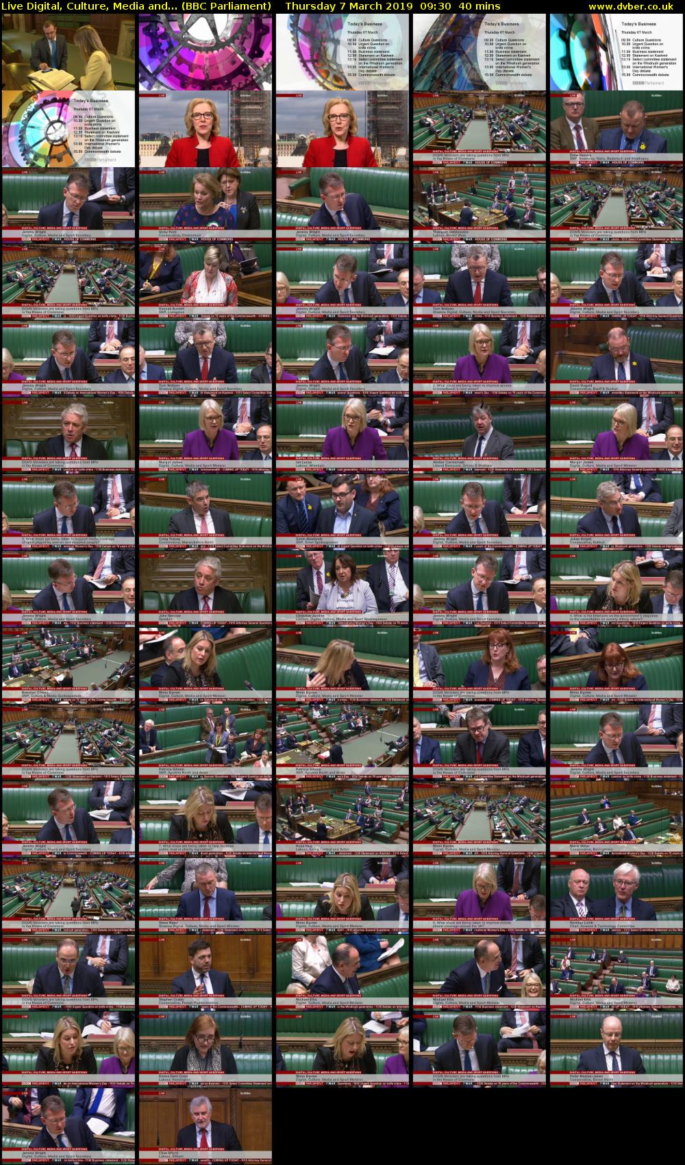 Live Digital, Culture, Media and... (BBC Parliament) Thursday 7 March 2019 09:30 - 10:10