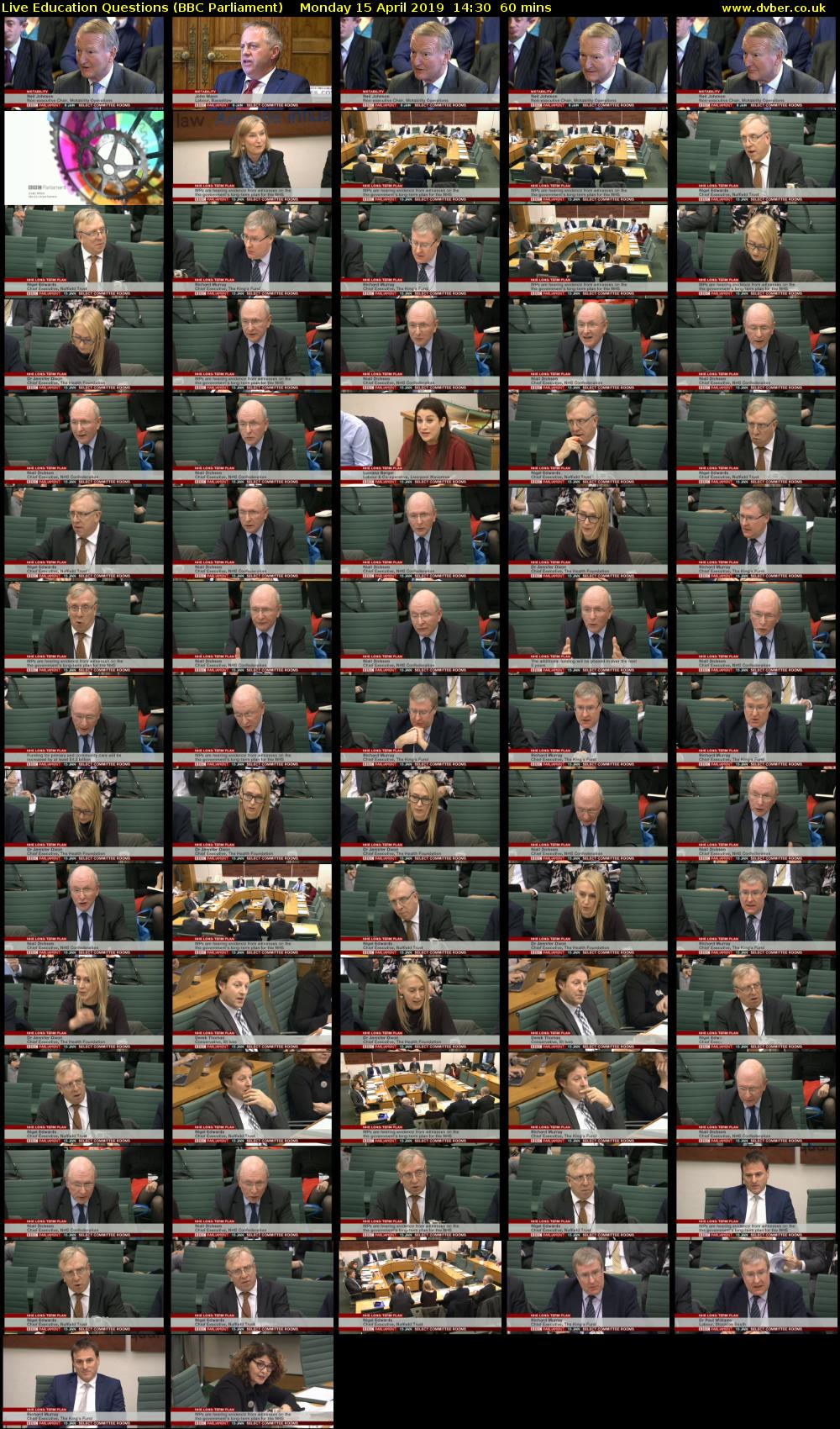 Live Education Questions (BBC Parliament) Monday 15 April 2019 14:30 - 15:30