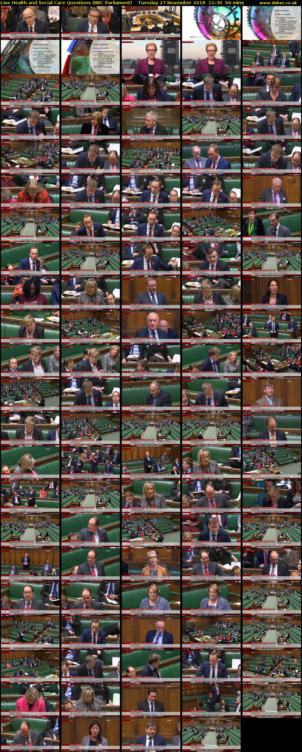 Live Health and Social Care Questions (BBC Parliament) Tuesday 27 November 2018 11:30 - 12:30