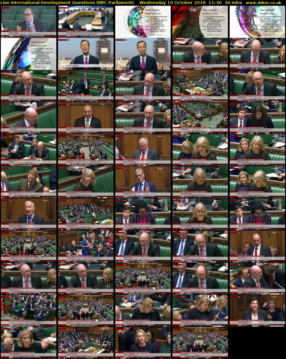 Live International Development Questions (BBC Parliament) Wednesday 10 October 2018 11:30 - 12:00