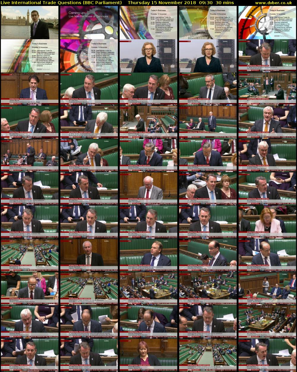Live International Trade Questions (BBC Parliament) Thursday 15 November 2018 09:30 - 10:00