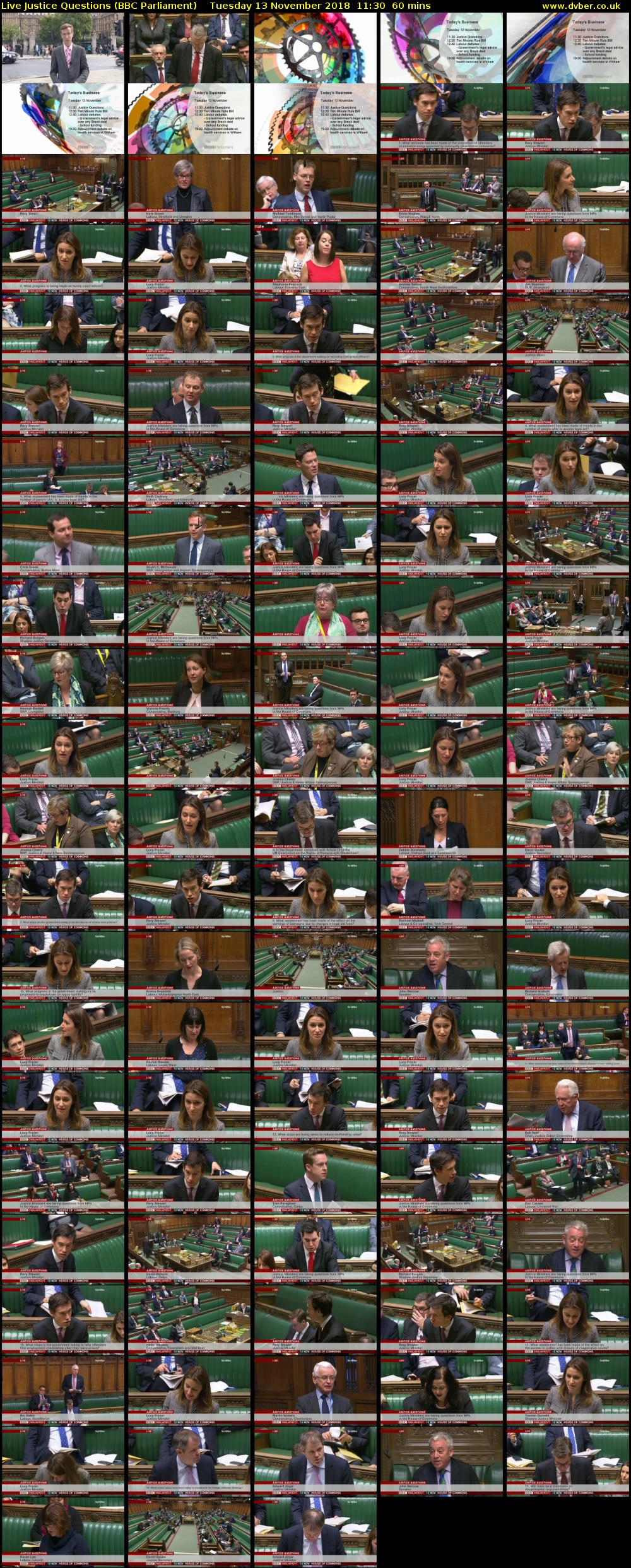 Live Justice Questions (BBC Parliament) Tuesday 13 November 2018 11:30 - 12:30
