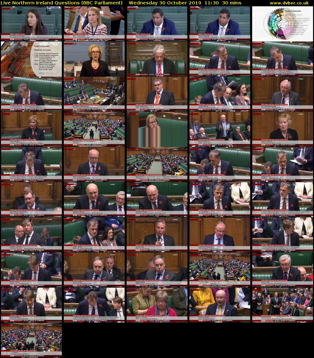 Live Northern Ireland Questions (BBC Parliament) Wednesday 30 October 2019 11:30 - 12:00