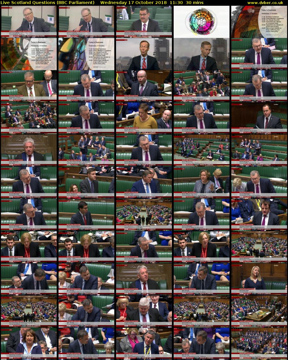 Live Scotland Questions (BBC Parliament) Wednesday 17 October 2018 11:30 - 12:00