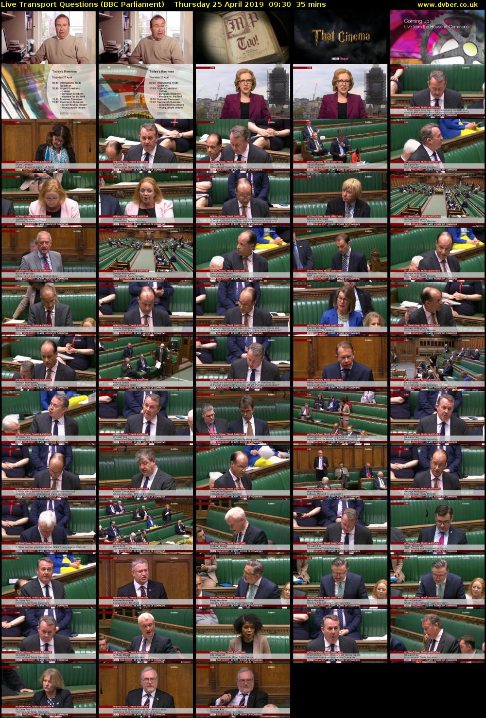 Live Transport Questions (BBC Parliament) Thursday 25 April 2019 09:30 - 10:05