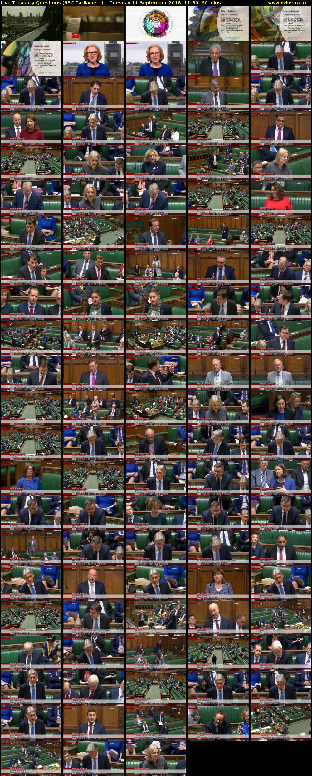 Live Treasury Questions (BBC Parliament) Tuesday 11 September 2018 11:30 - 12:30