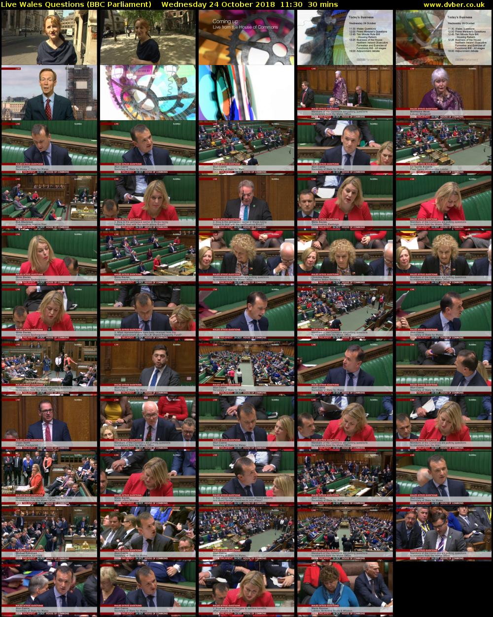 Live Wales Questions (BBC Parliament) Wednesday 24 October 2018 11:30 - 12:00