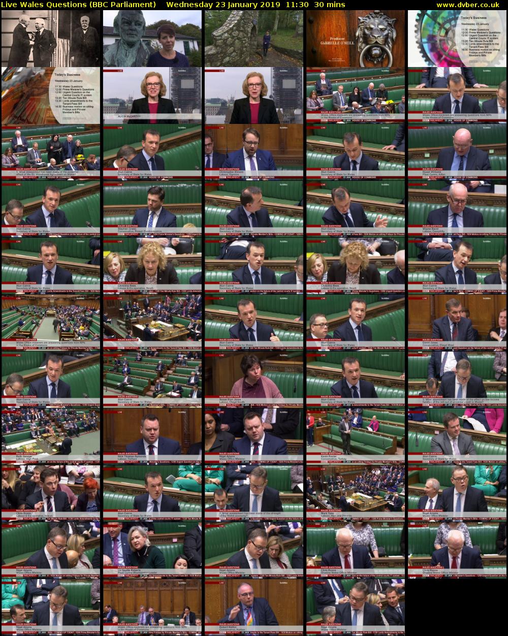 Live Wales Questions (BBC Parliament) Wednesday 23 January 2019 11:30 - 12:00