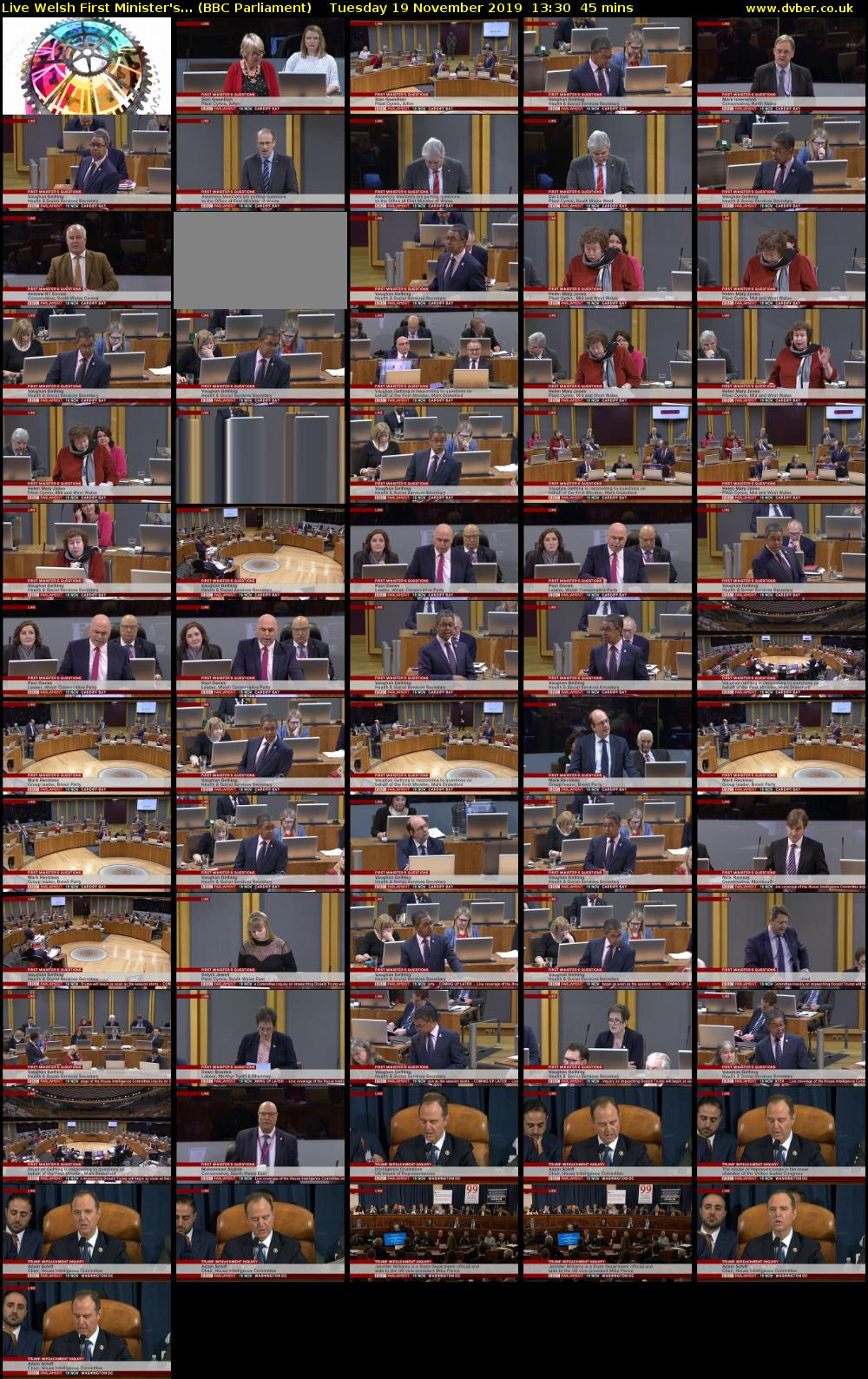 Live Welsh First Minister's... (BBC Parliament) Tuesday 19 November 2019 13:30 - 14:15