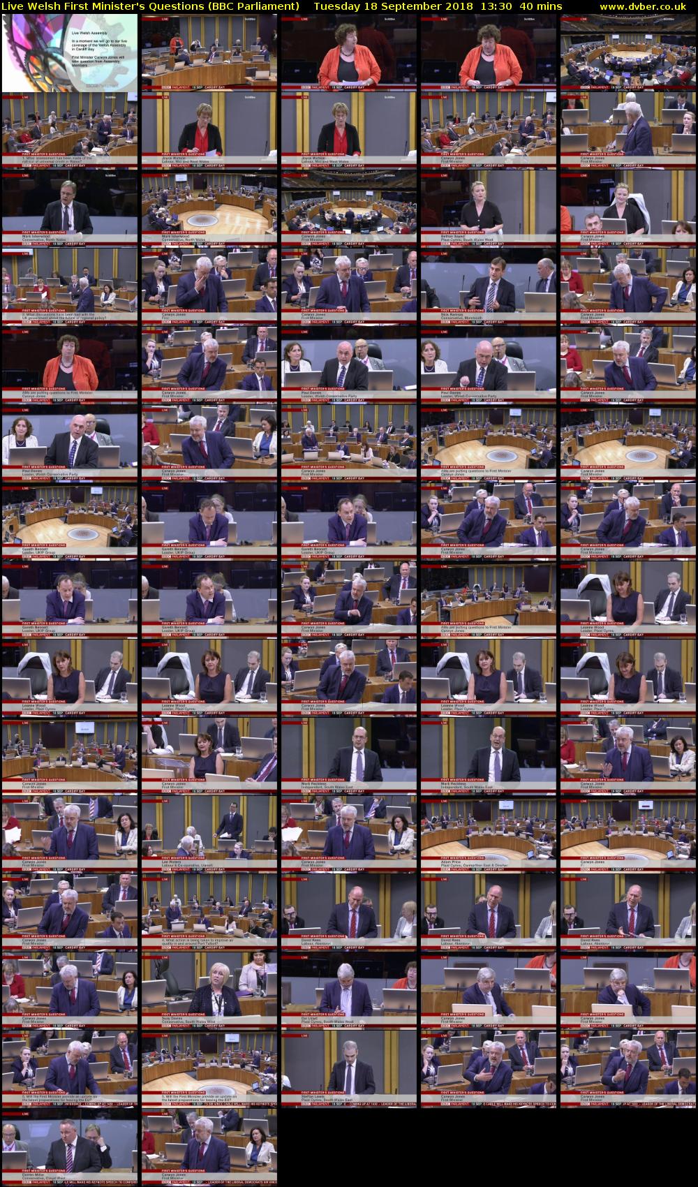 Live Welsh First Minister's Questions (BBC Parliament) Tuesday 18 September 2018 13:30 - 14:10