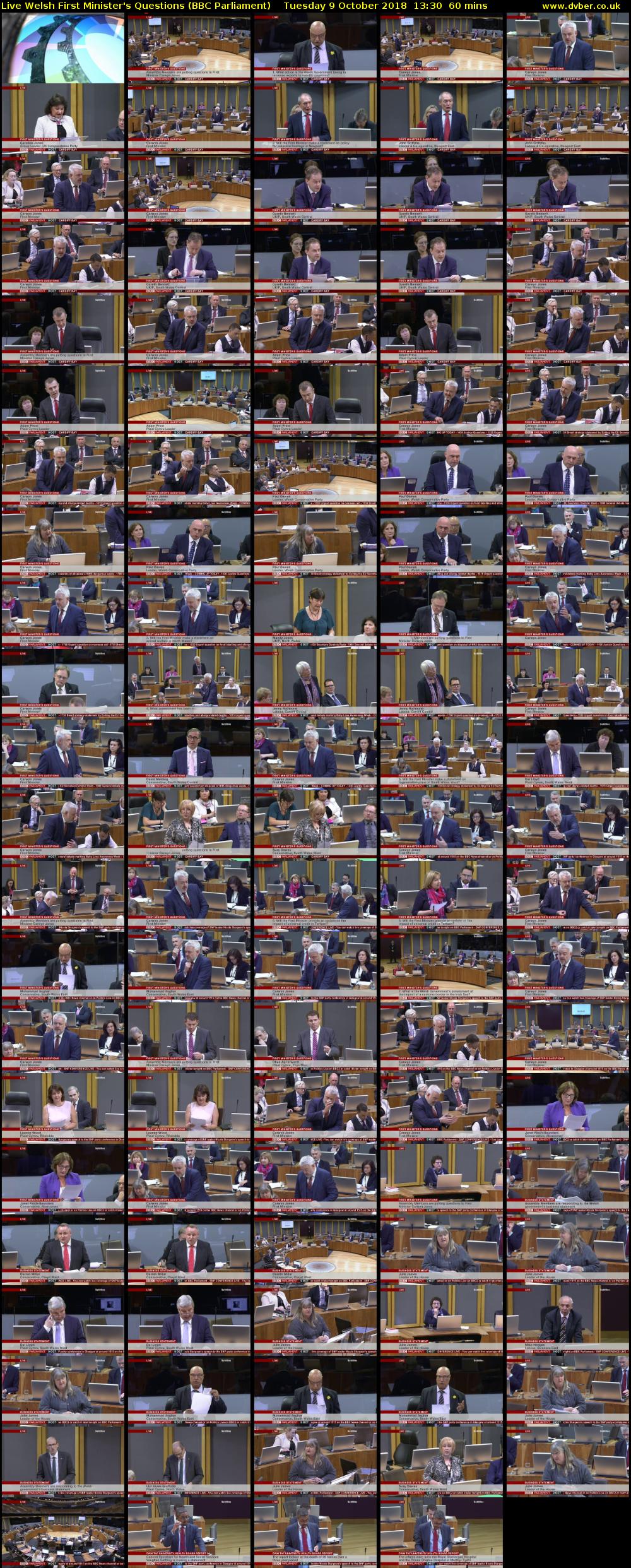 Live Welsh First Minister's Questions (BBC Parliament) Tuesday 9 October 2018 13:30 - 14:30