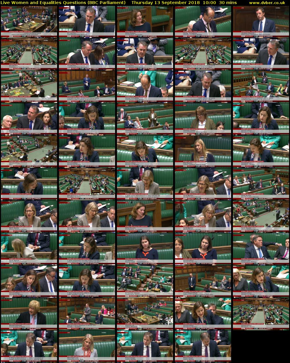 Live Women and Equalities Questions (BBC Parliament) Thursday 13 September 2018 10:00 - 10:30