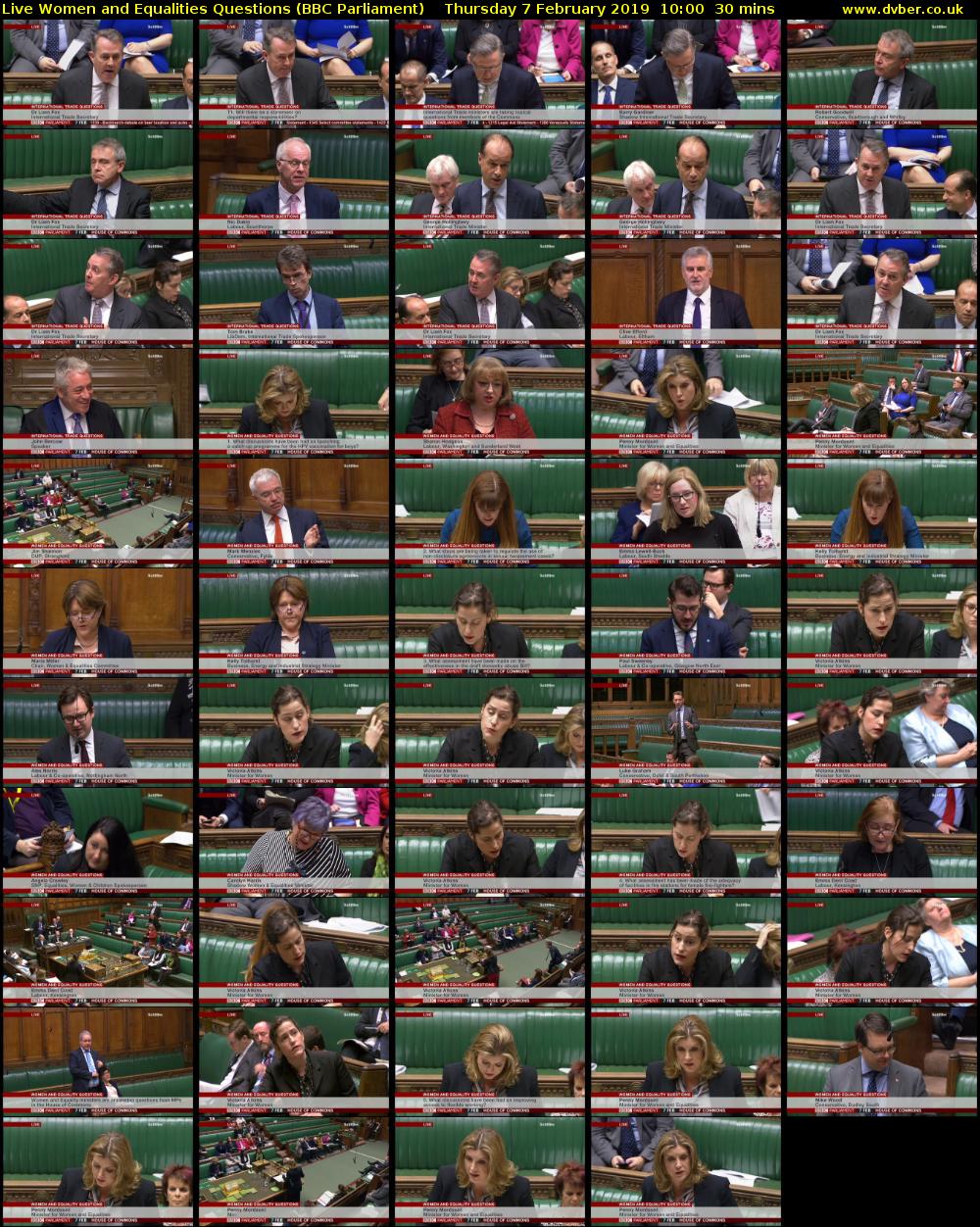 Live Women and Equalities Questions (BBC Parliament) Thursday 7 February 2019 10:00 - 10:30