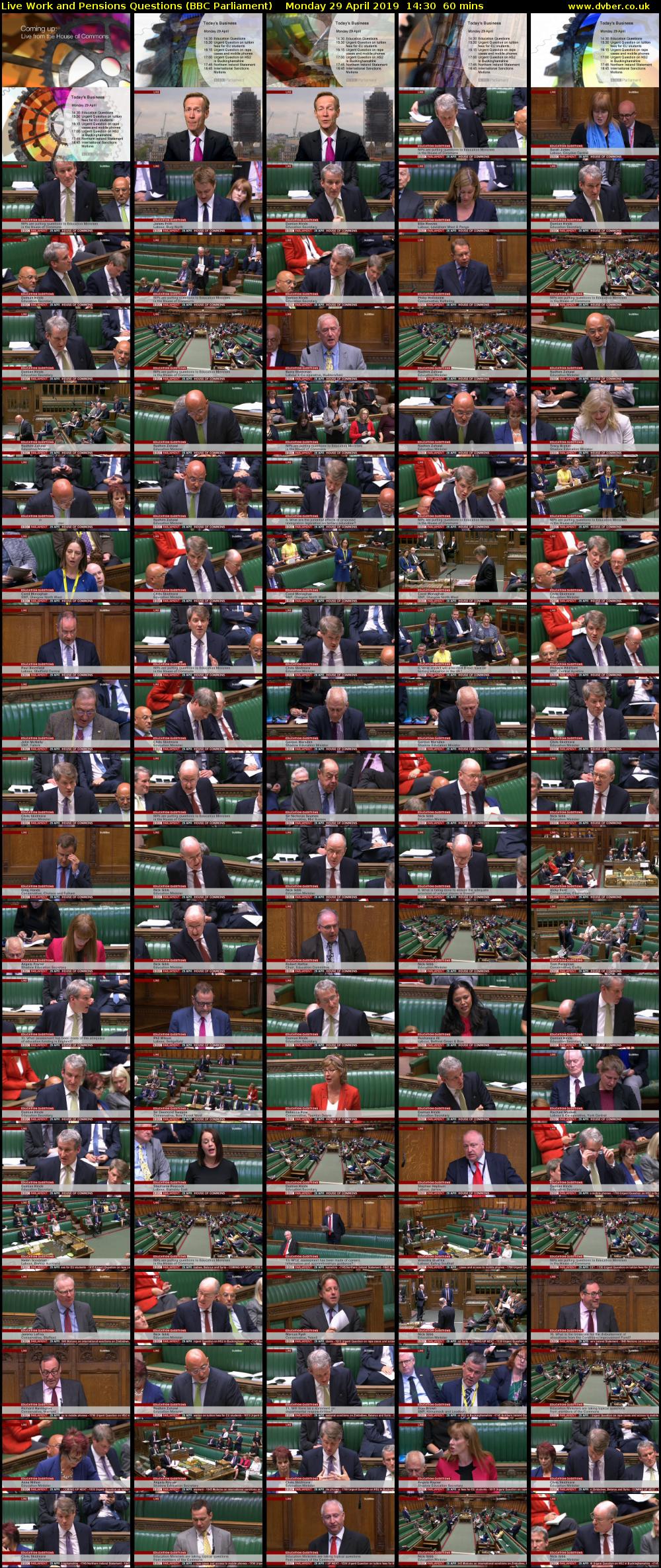 Live Work and Pensions Questions (BBC Parliament) Monday 29 April 2019 14:30 - 15:30