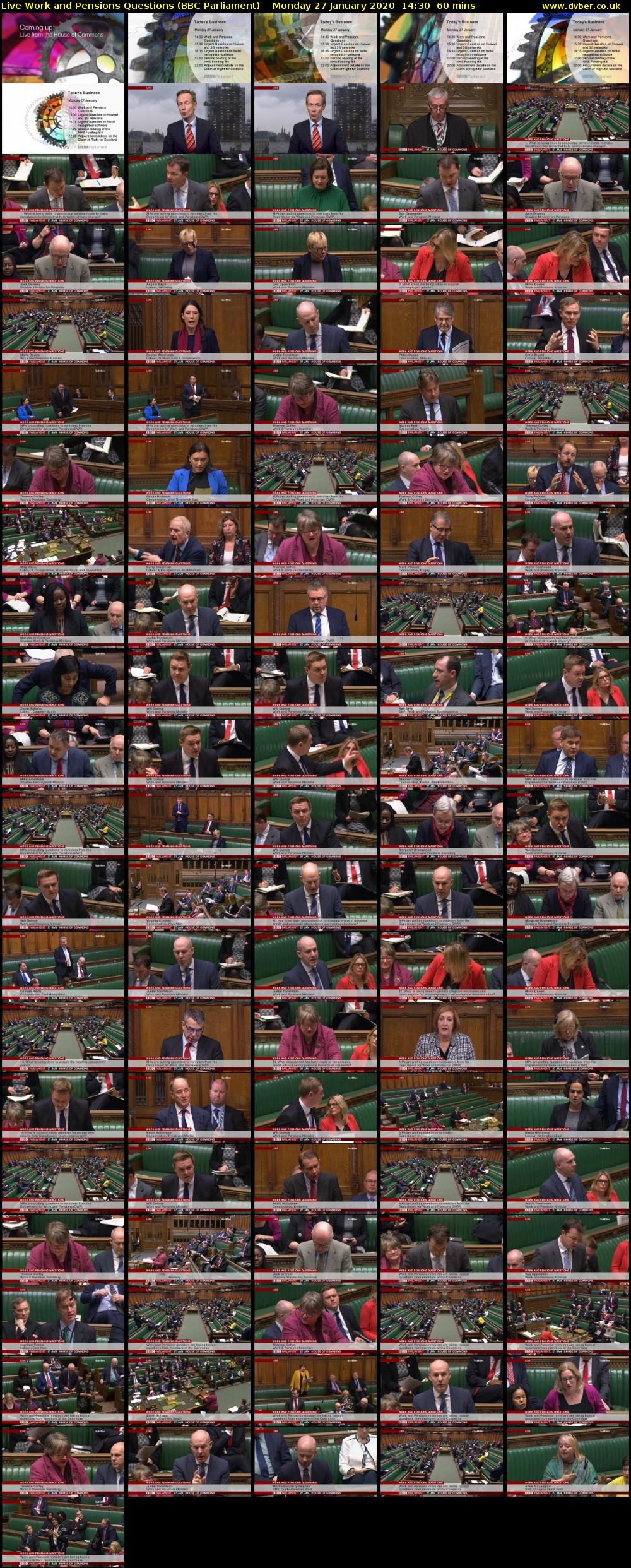 Live Work and Pensions Questions (BBC Parliament) Monday 27 January 2020 14:30 - 15:30