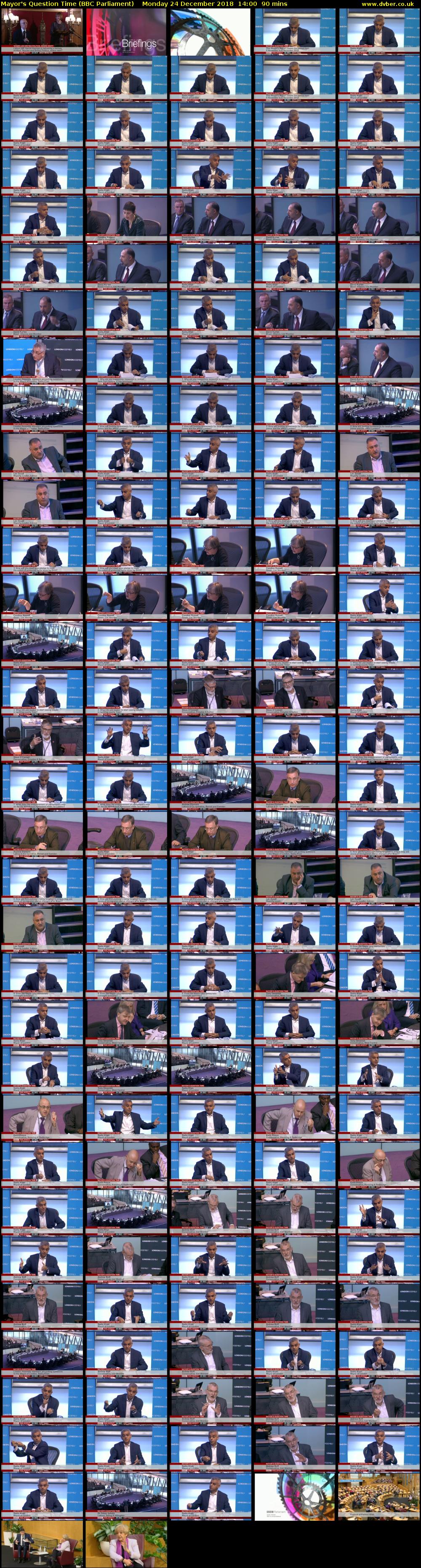 Mayor's Question Time (BBC Parliament) Monday 24 December 2018 14:00 - 15:30