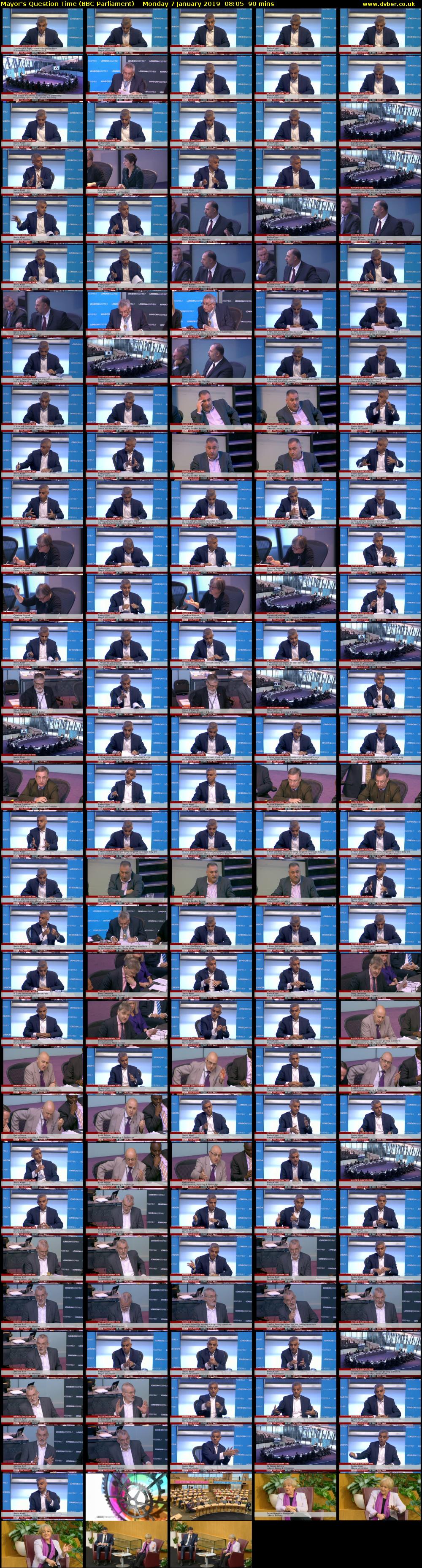 Mayor's Question Time (BBC Parliament) Monday 7 January 2019 08:05 - 09:35