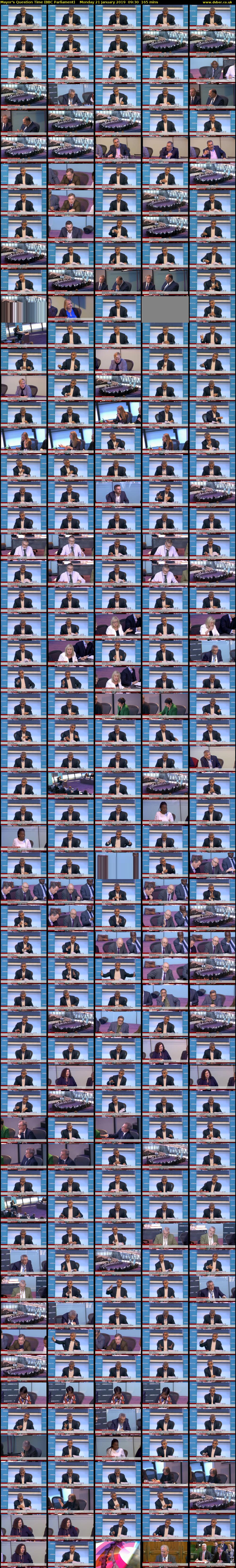 Mayor's Question Time (BBC Parliament) Monday 21 January 2019 09:30 - 12:15