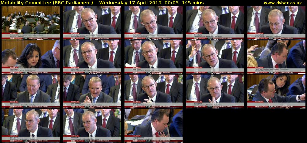 Motability Committee (BBC Parliament) Wednesday 17 April 2019 00:05 - 02:30