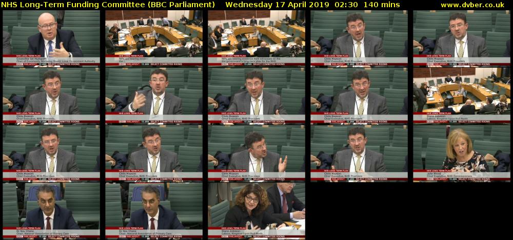 NHS Long-Term Funding Committee (BBC Parliament) Wednesday 17 April 2019 02:30 - 04:50