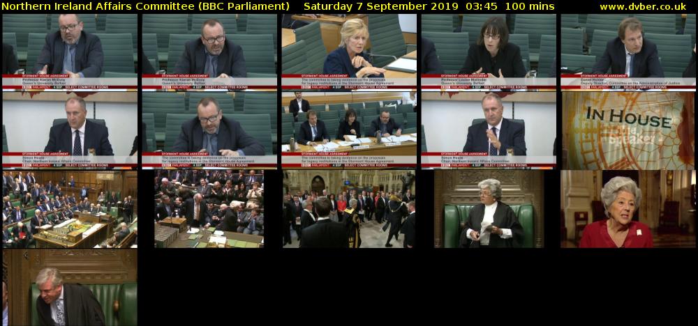 Northern Ireland Affairs Committee (BBC Parliament) Saturday 7 September 2019 03:45 - 05:25