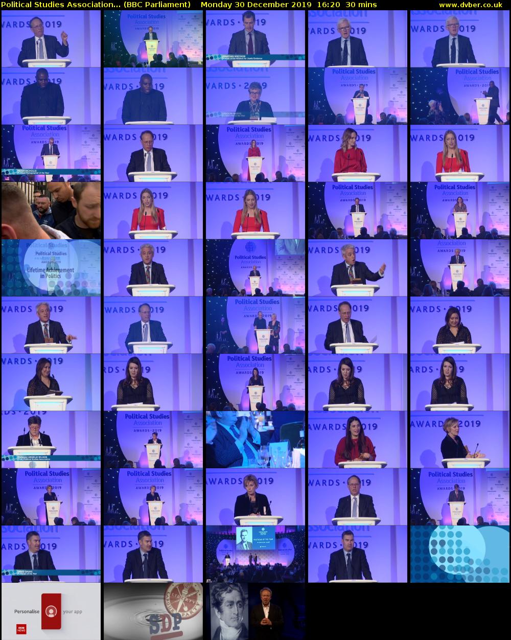 Political Studies Association... (BBC Parliament) Monday 30 December 2019 16:20 - 16:50