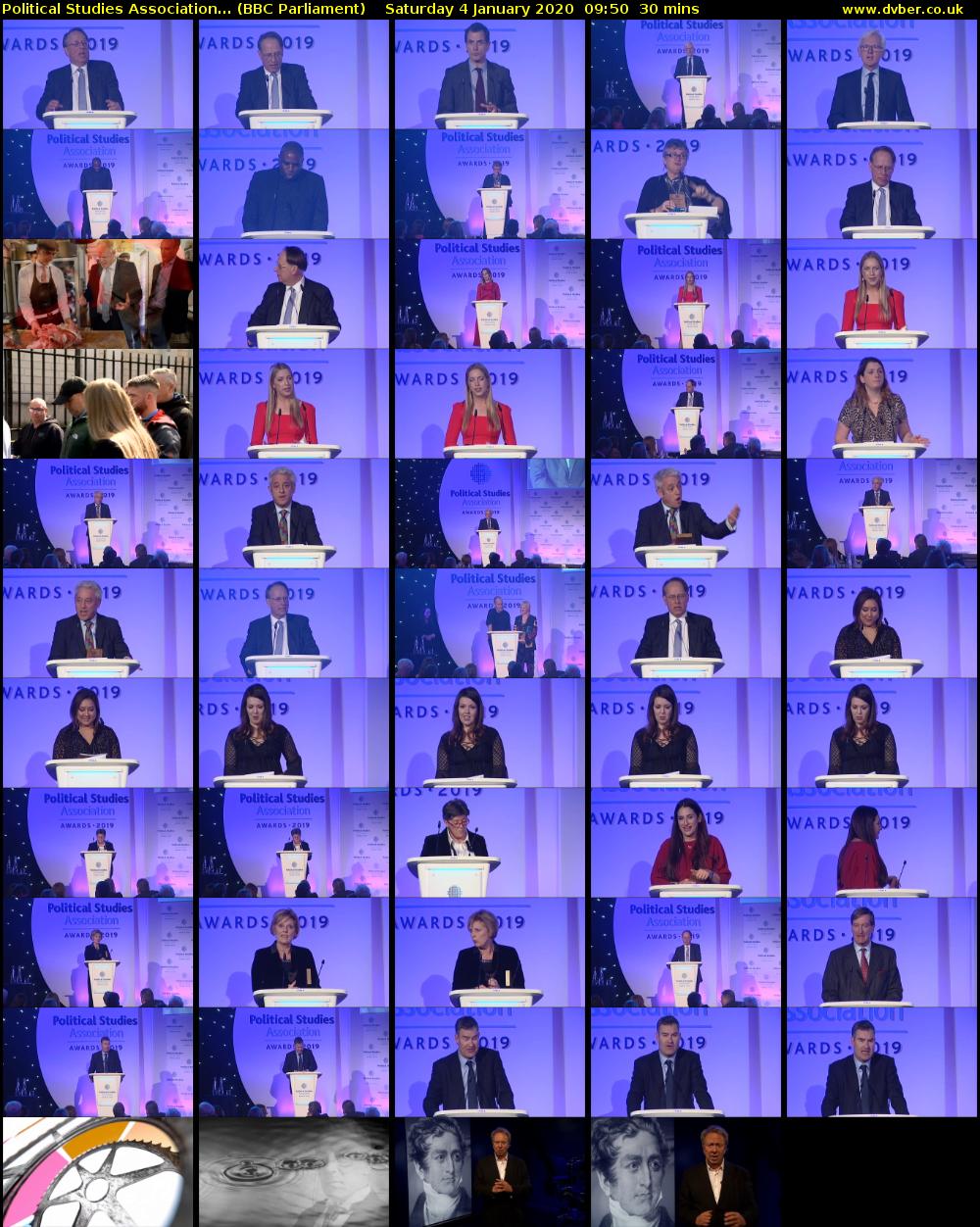 Political Studies Association... (BBC Parliament) Saturday 4 January 2020 09:50 - 10:20