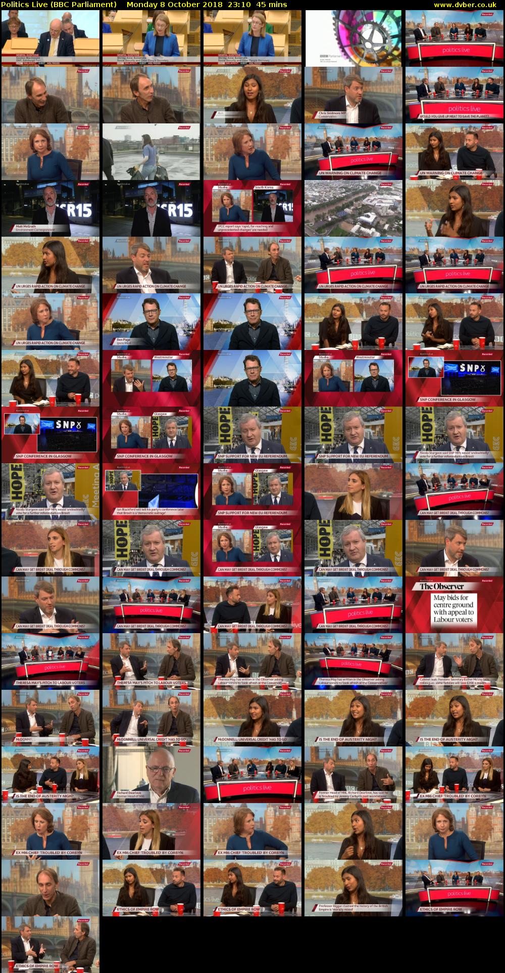 Politics Live (BBC Parliament) Monday 8 October 2018 23:10 - 23:55