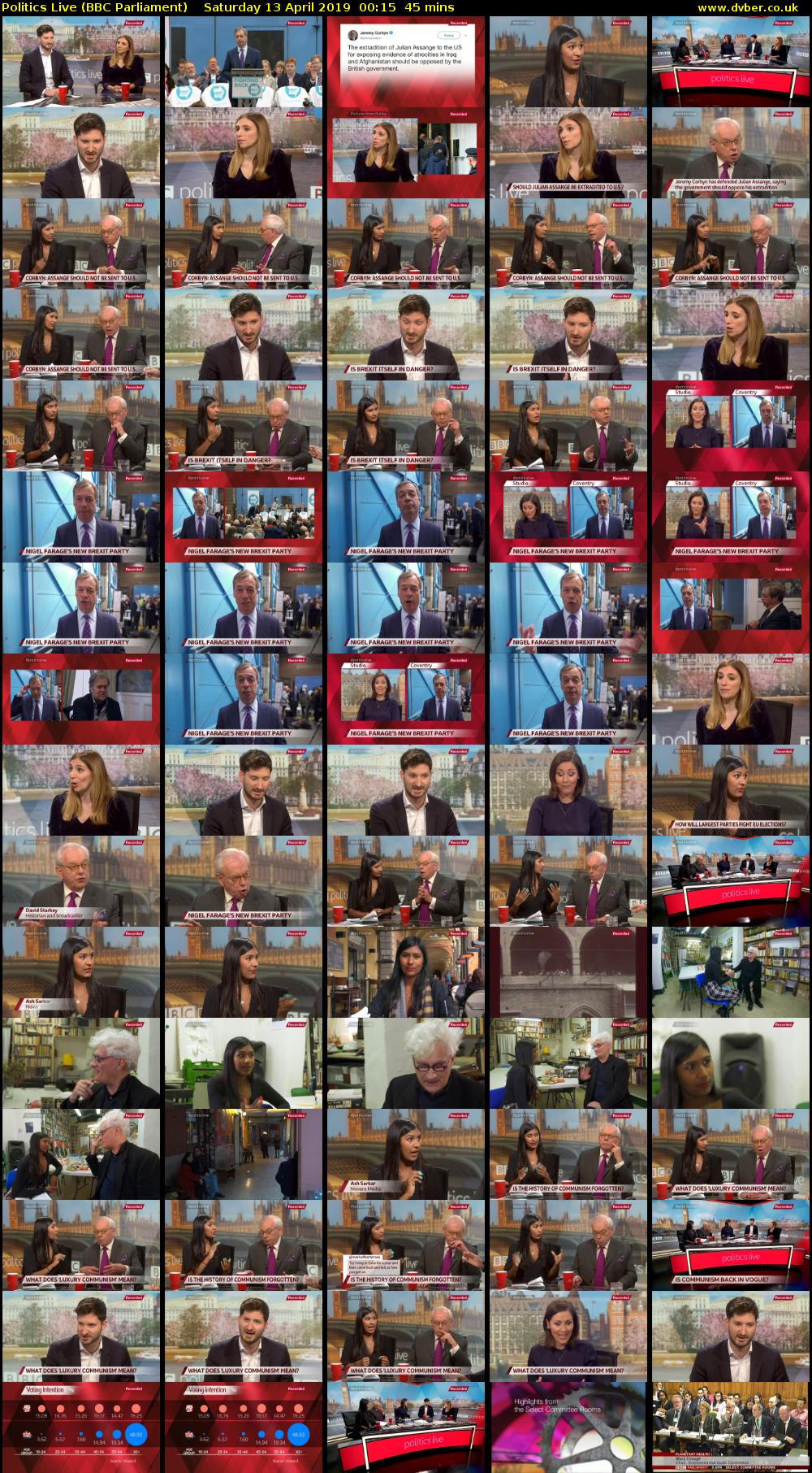Politics Live (BBC Parliament) Saturday 13 April 2019 00:15 - 01:00