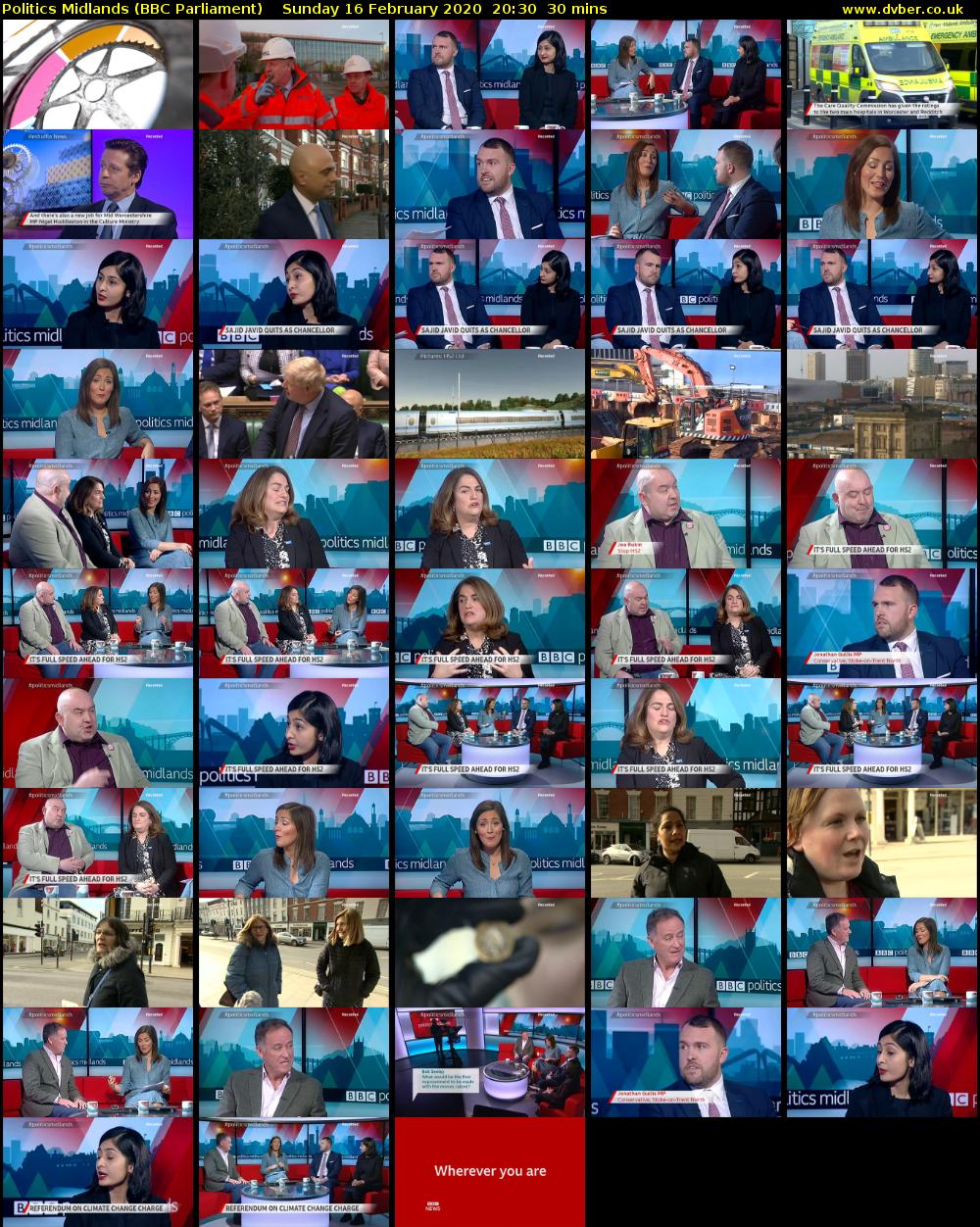Politics Midlands (BBC Parliament) Sunday 16 February 2020 20:30 - 21:00