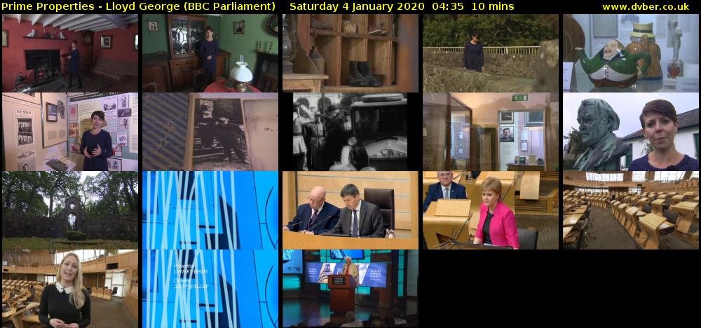Prime Properties - Lloyd George (BBC Parliament) Saturday 4 January 2020 04:35 - 04:45