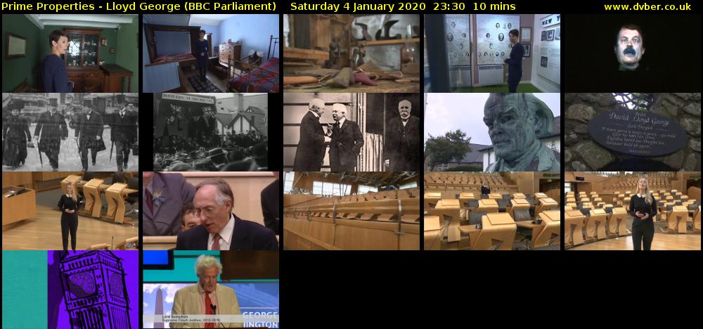 Prime Properties - Lloyd George (BBC Parliament) Saturday 4 January 2020 23:30 - 23:40