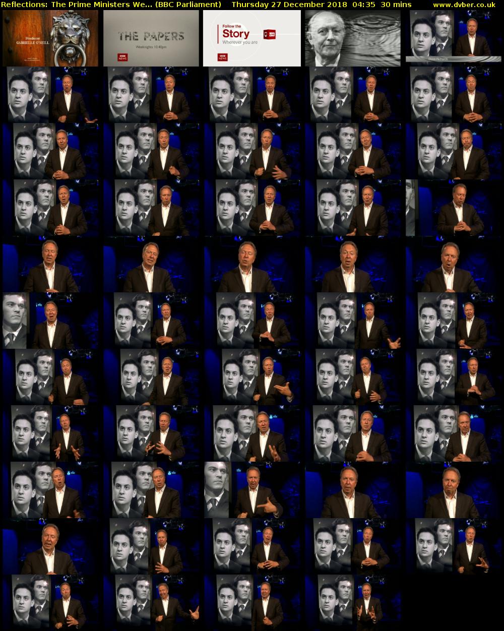 Reflections: The Prime Ministers We... (BBC Parliament) Thursday 27 December 2018 04:35 - 05:05