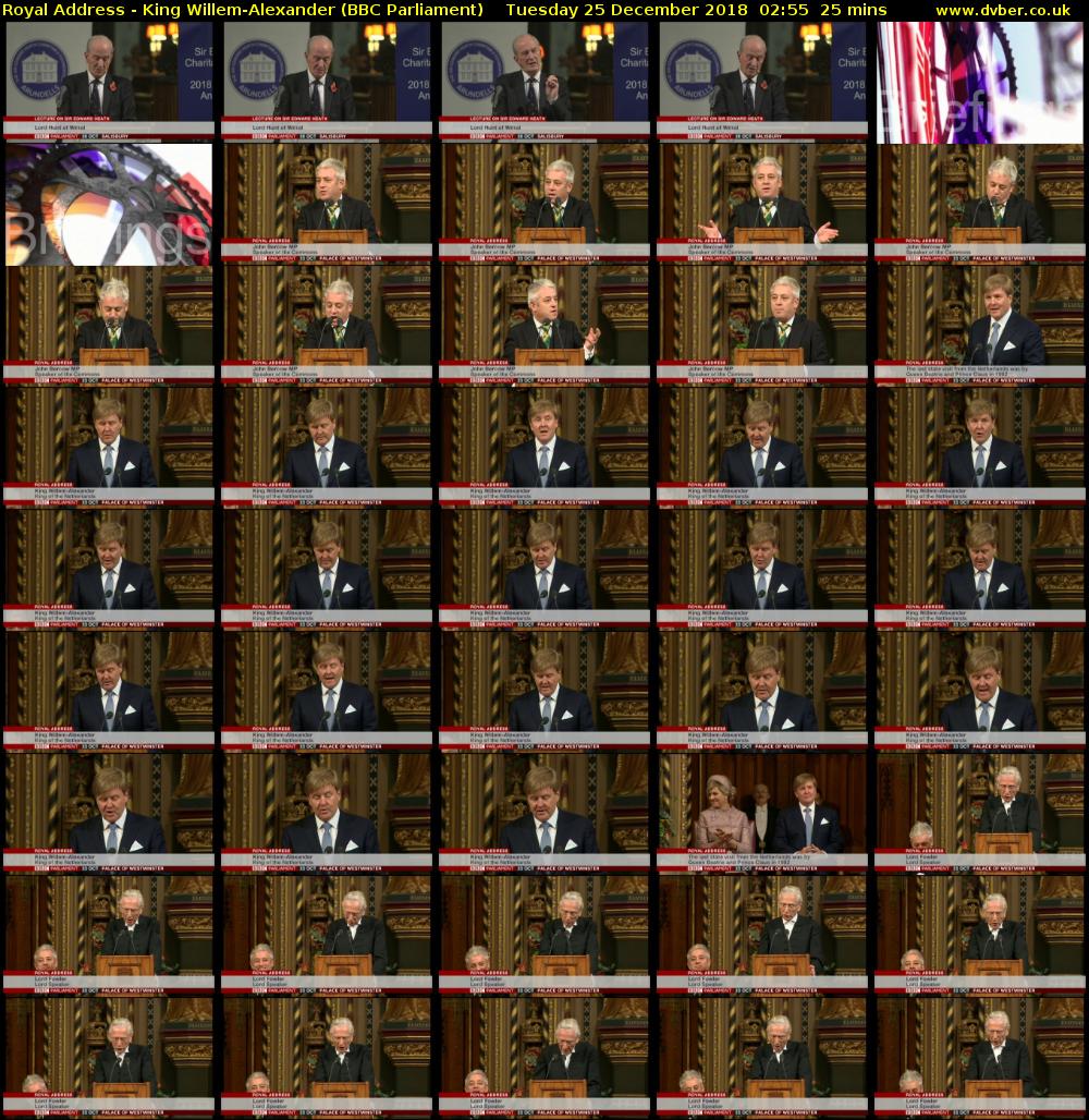 Royal Address - King Willem-Alexander (BBC Parliament) Tuesday 25 December 2018 02:55 - 03:20