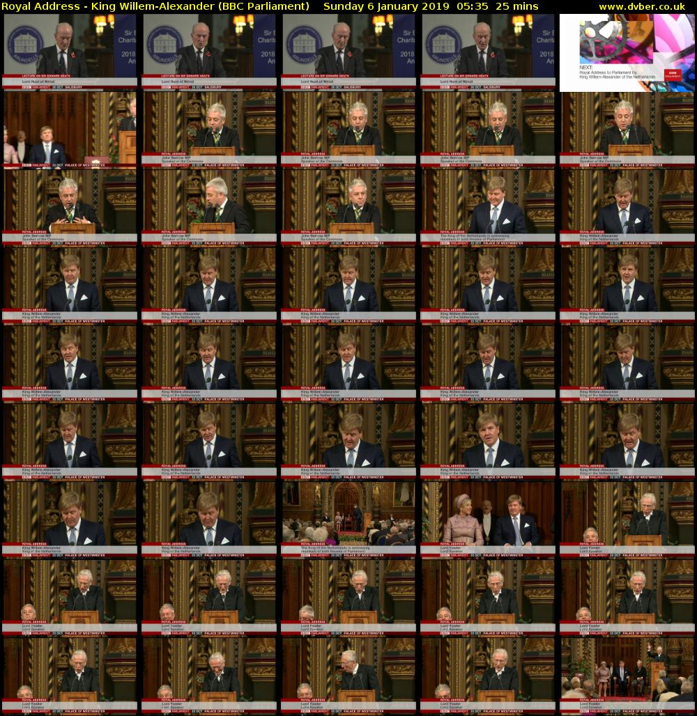 Royal Address - King Willem-Alexander (BBC Parliament) Sunday 6 January 2019 05:35 - 06:00