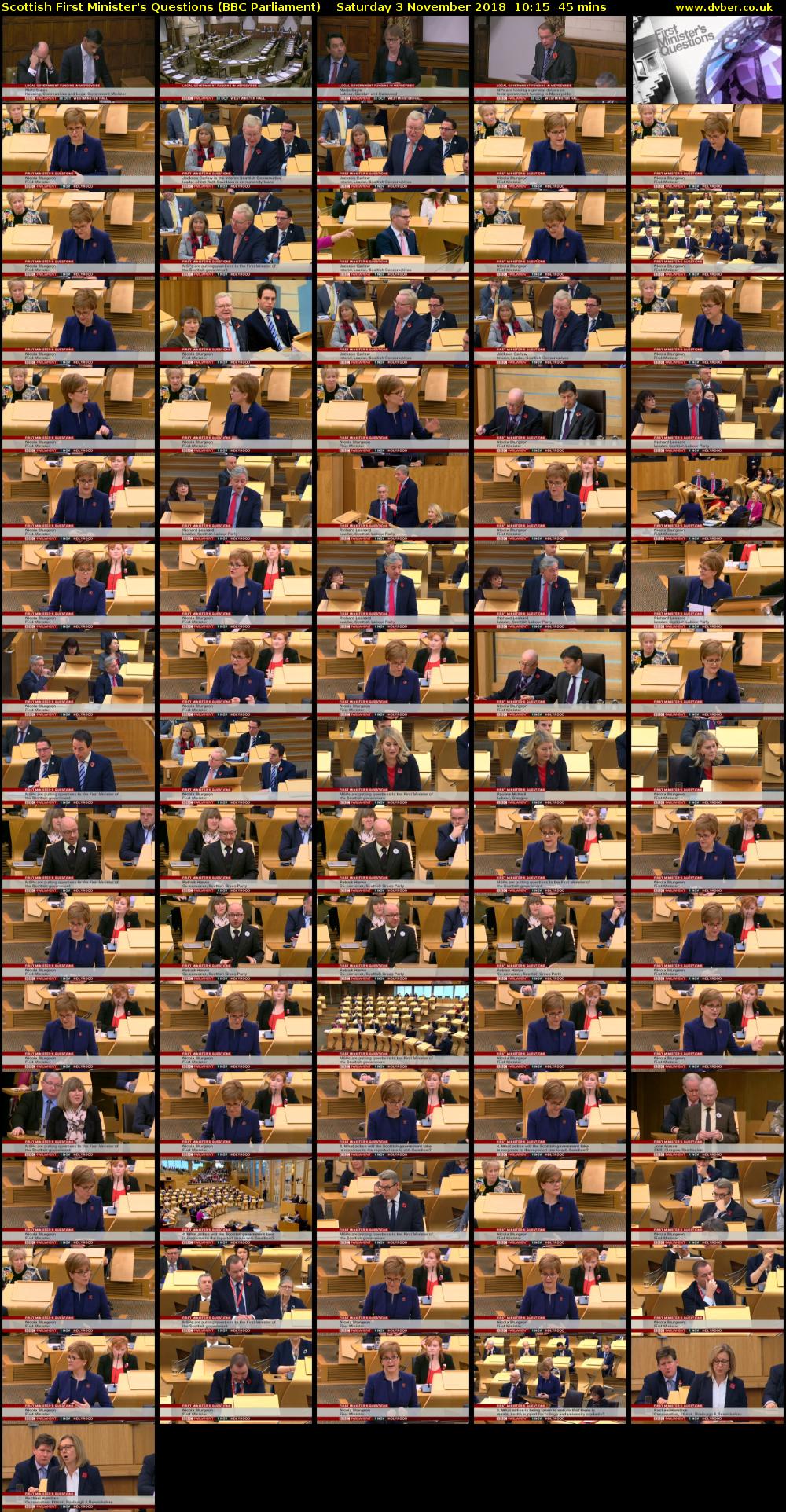 Scottish First Minister's Questions (BBC Parliament) Saturday 3 November 2018 10:15 - 11:00