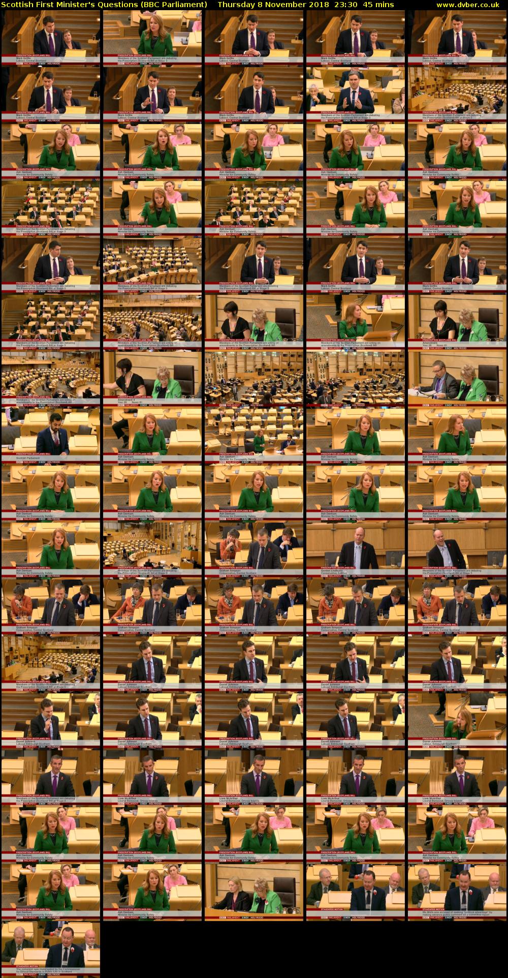 Scottish First Minister's Questions (BBC Parliament) Thursday 8 November 2018 23:30 - 00:15