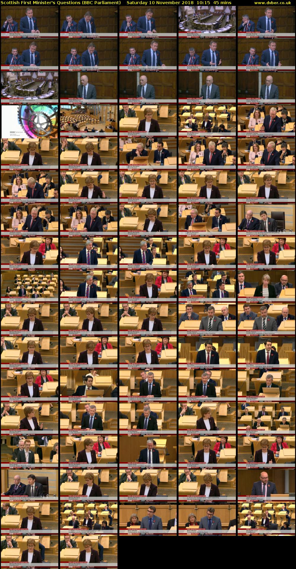 Scottish First Minister's Questions (BBC Parliament) Saturday 10 November 2018 10:15 - 11:00