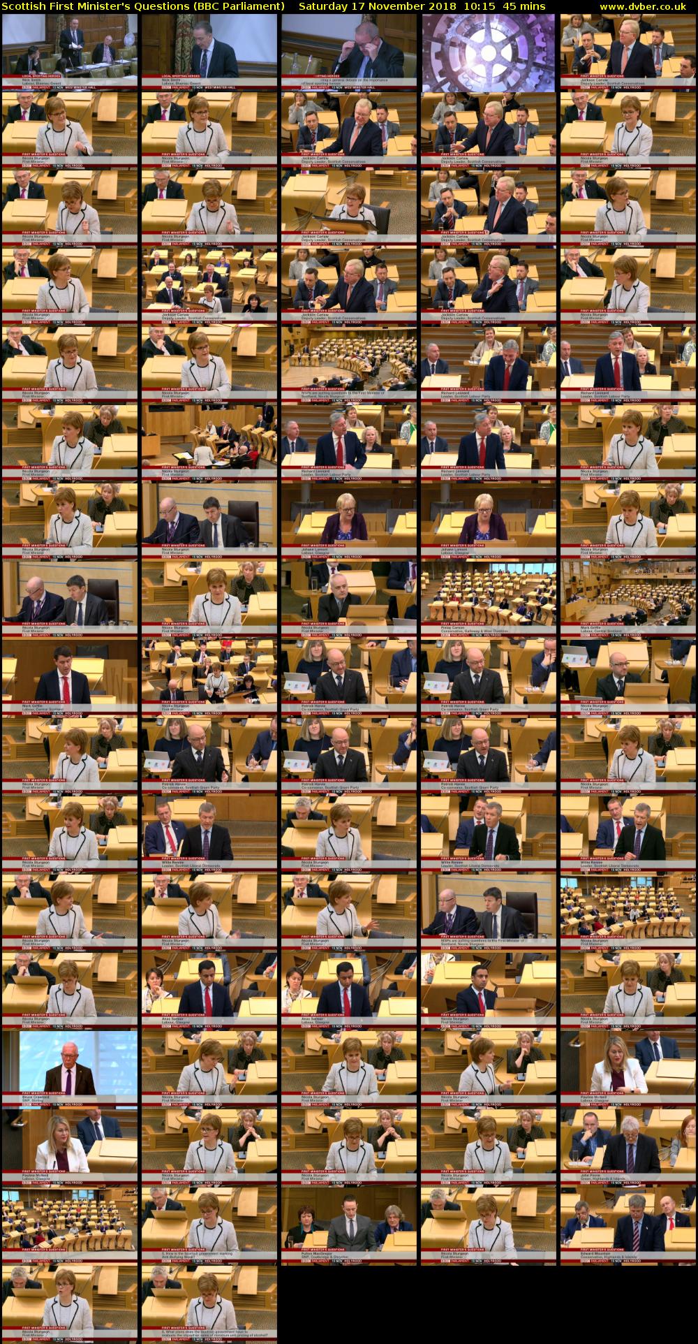 Scottish First Minister's Questions (BBC Parliament) Saturday 17 November 2018 10:15 - 11:00