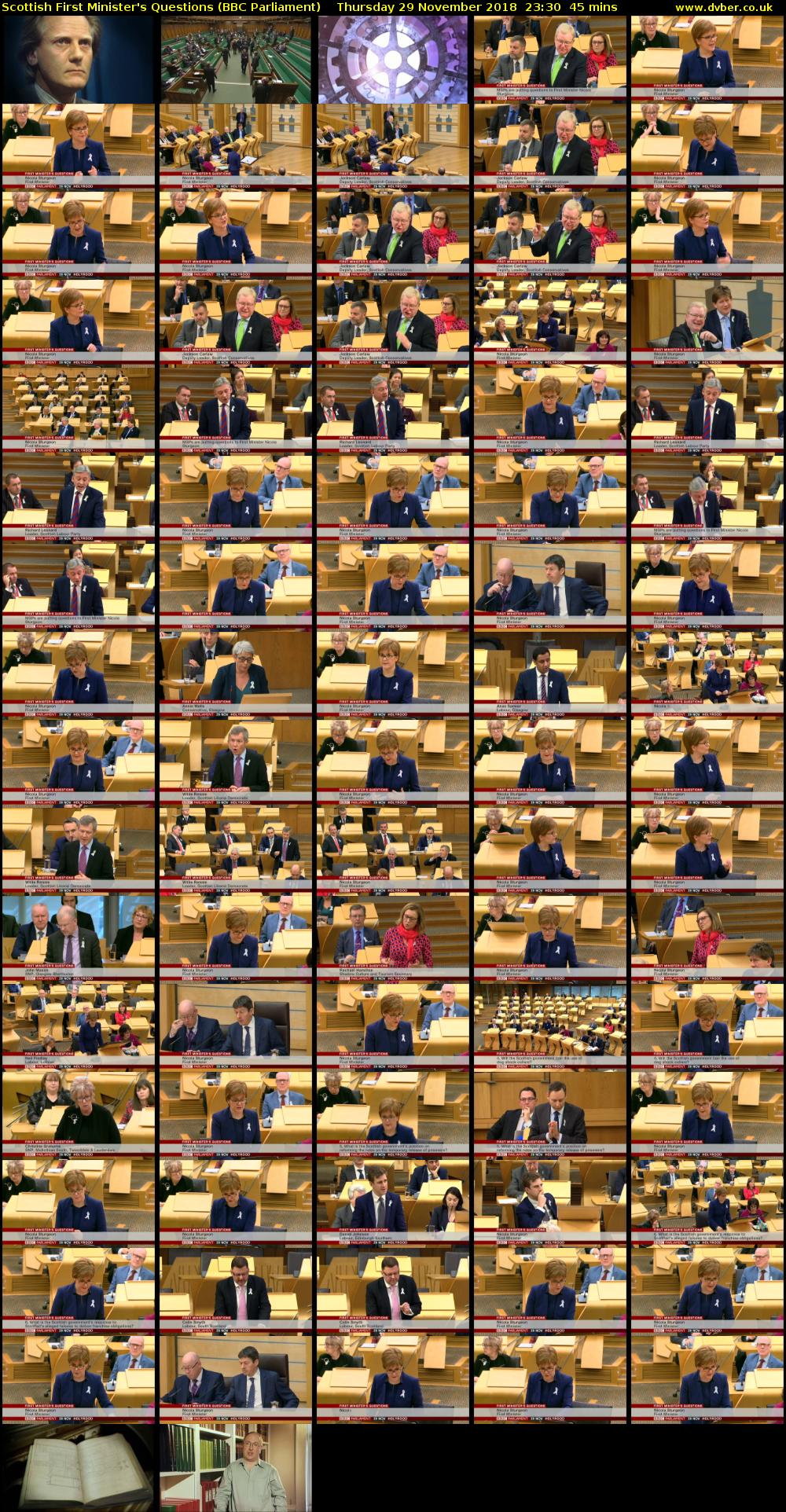 Scottish First Minister's Questions (BBC Parliament) Thursday 29 November 2018 23:30 - 00:15
