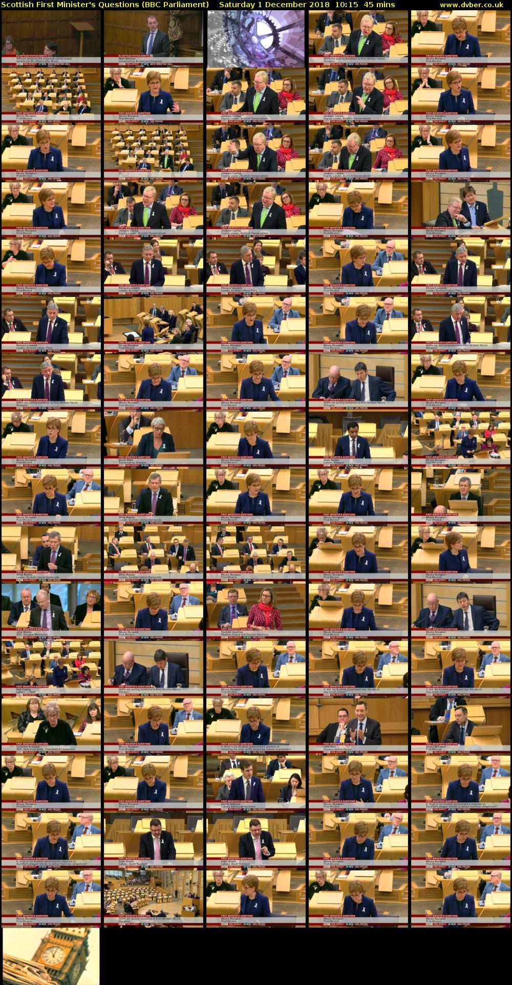 Scottish First Minister's Questions (BBC Parliament) Saturday 1 December 2018 10:15 - 11:00
