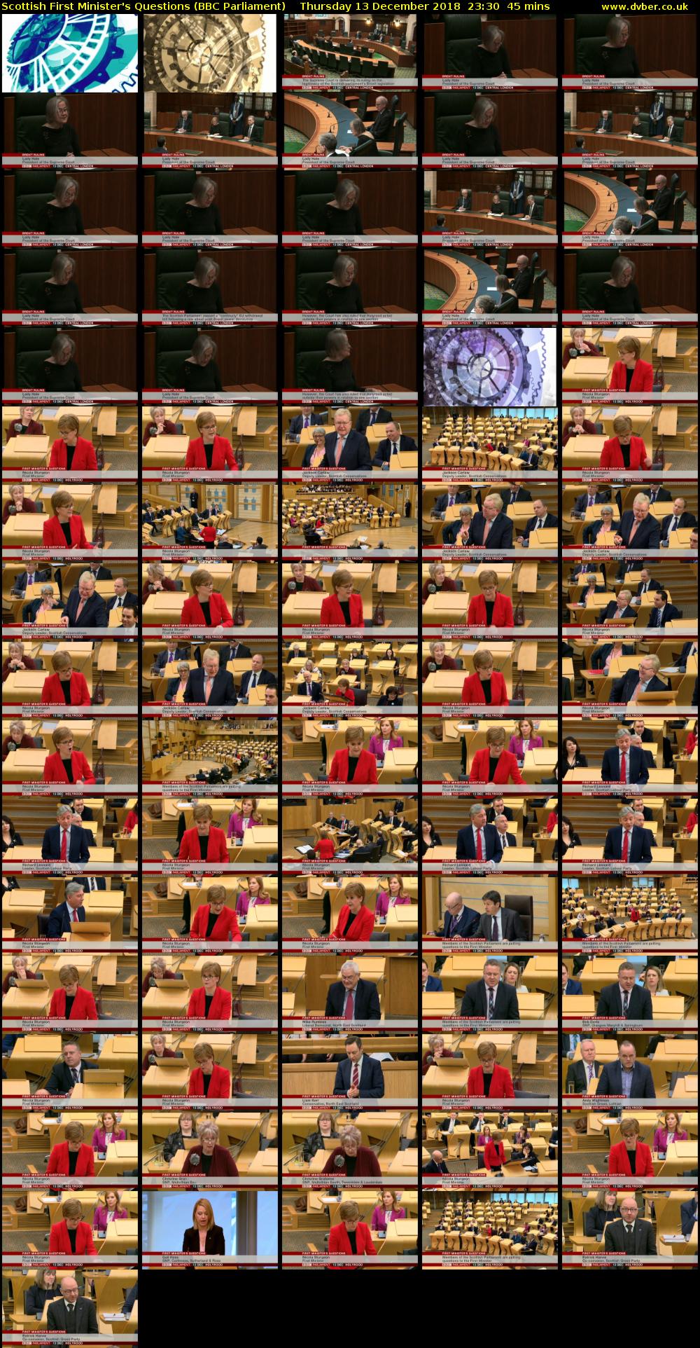 Scottish First Minister's Questions (BBC Parliament) Thursday 13 December 2018 23:30 - 00:15