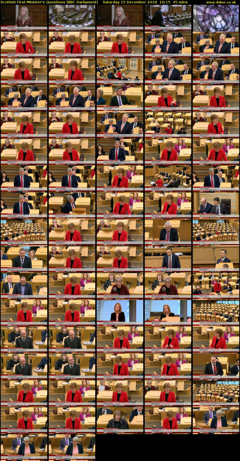 Scottish First Minister's Questions (BBC Parliament) Saturday 15 December 2018 10:15 - 11:00
