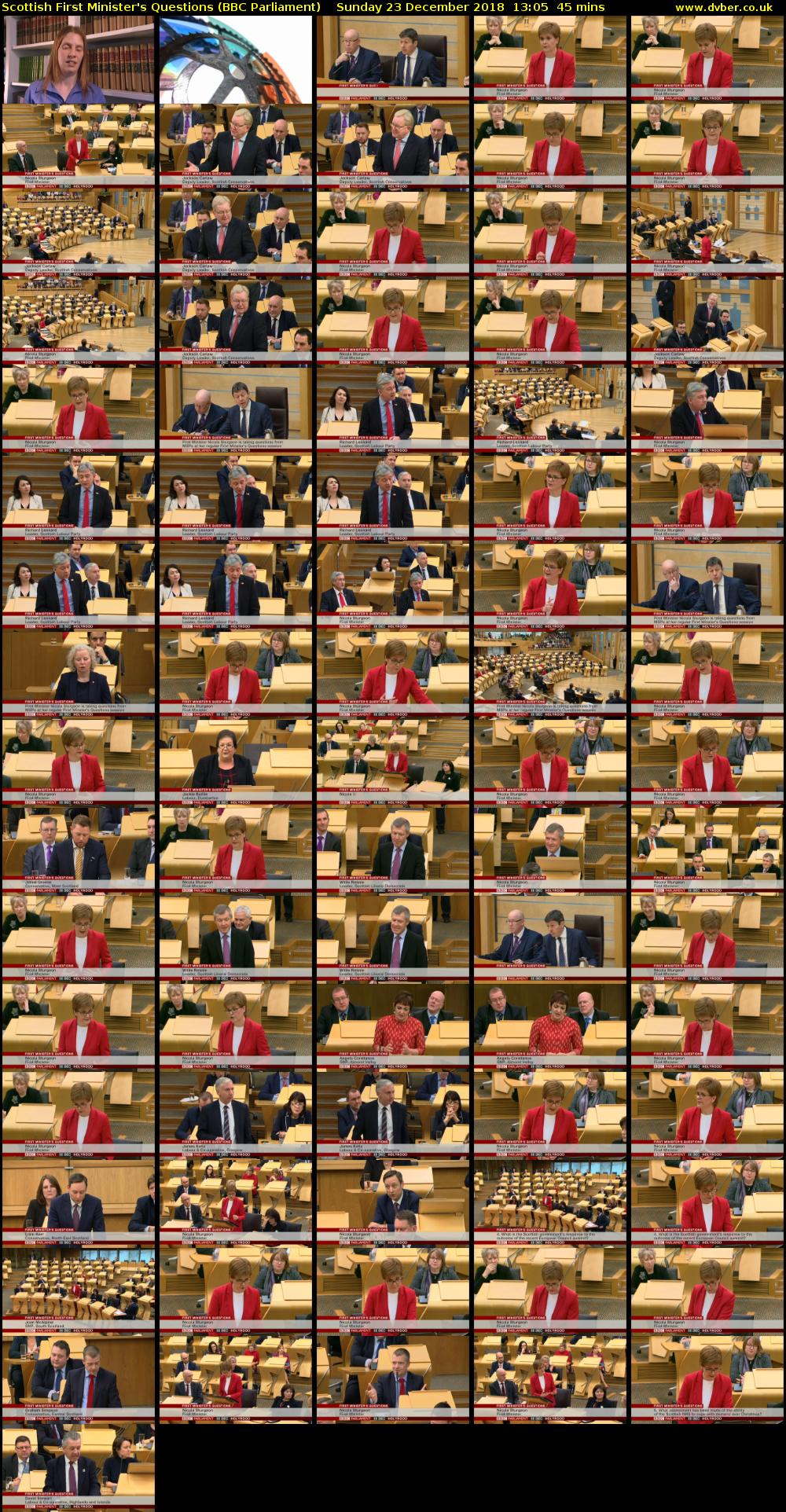 Scottish First Minister's Questions (BBC Parliament) Sunday 23 December 2018 13:05 - 13:50
