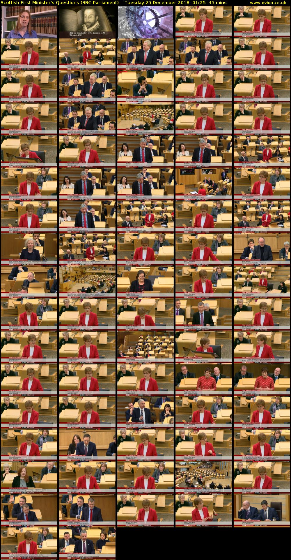 Scottish First Minister's Questions (BBC Parliament) Tuesday 25 December 2018 01:25 - 02:10