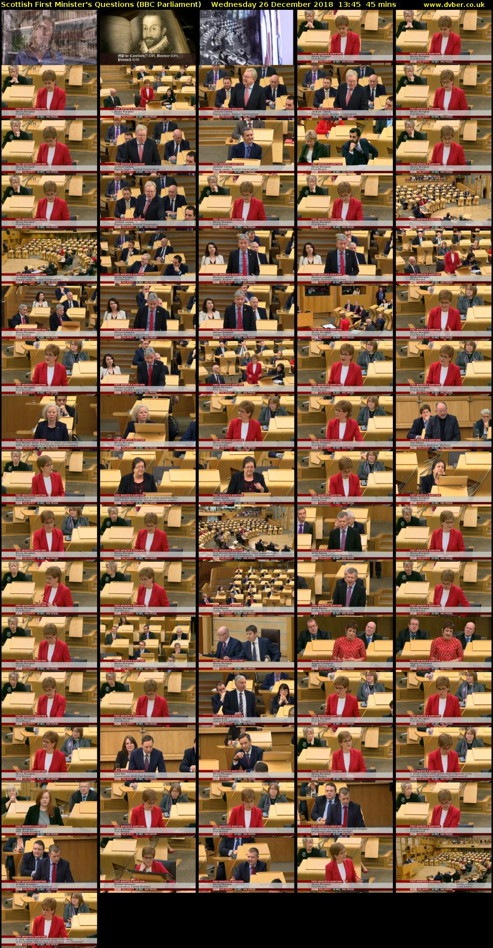 Scottish First Minister's Questions (BBC Parliament) Wednesday 26 December 2018 13:45 - 14:30