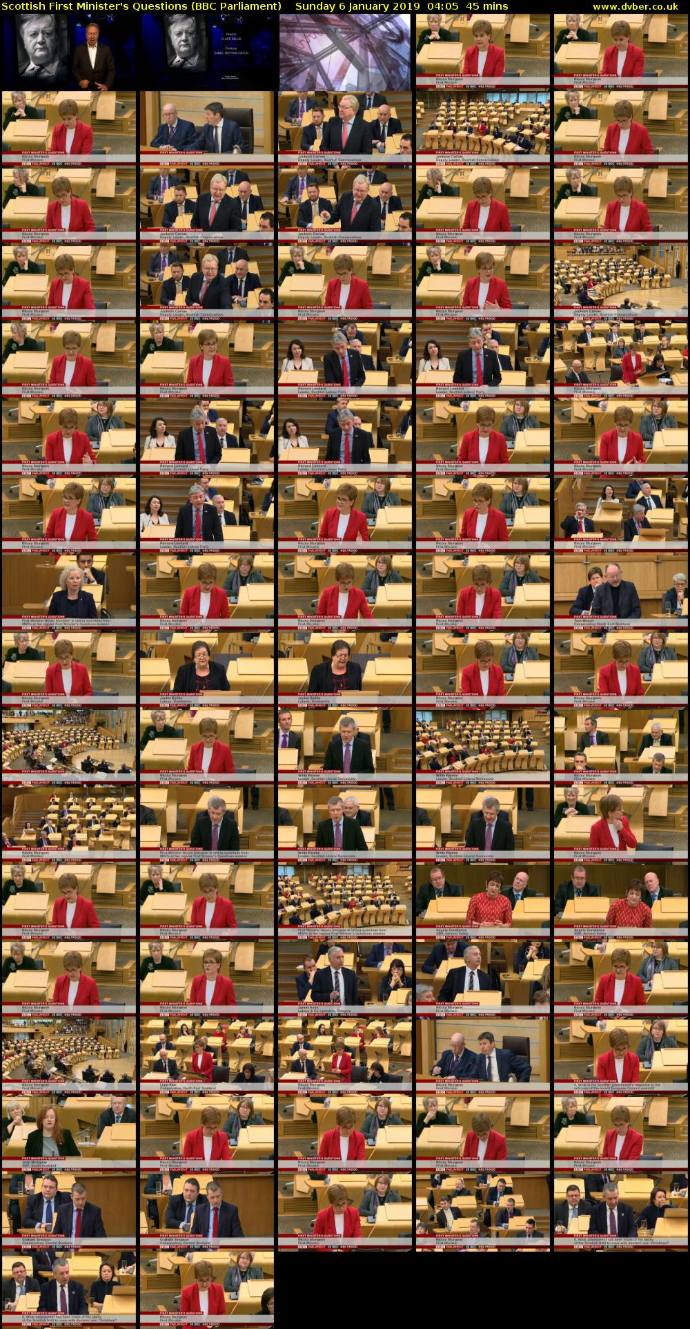 Scottish First Minister's Questions (BBC Parliament) Sunday 6 January 2019 04:05 - 04:50