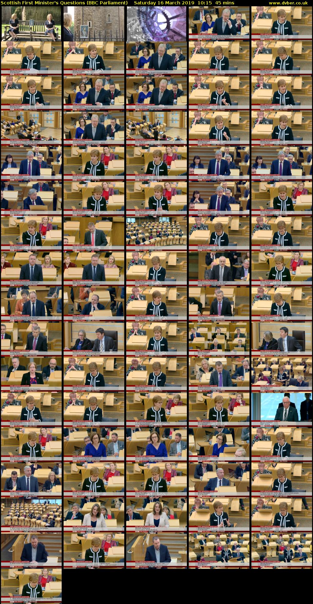 Scottish First Minister's Questions (BBC Parliament) Saturday 16 March 2019 10:15 - 11:00