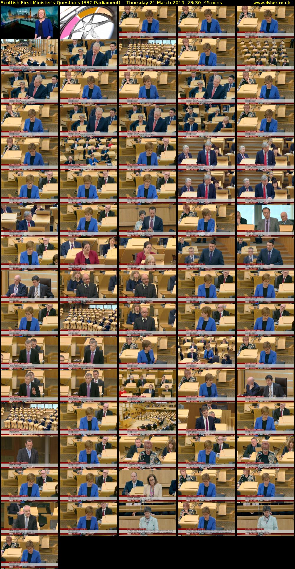 Scottish First Minister's Questions (BBC Parliament) Thursday 21 March 2019 23:30 - 00:15